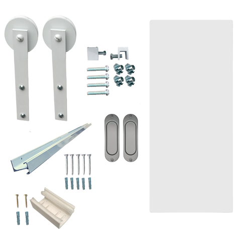 Kit Porta de Correr Fundo Primer 100x210 + Trilho Branco