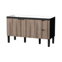 Ver imagem 1 de Gabinete Cozinha 1,44m Mdp Elegance com 6 Pés Sofisticado Preto/tamarindo