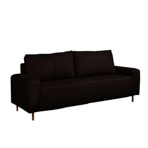 Sofá Decorativo Sala de Estar Metropole 3 Lugares 200cm Couro Marrom - Mozzelar