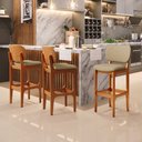 Ver imagem 2 de Kit 4 Banquetas Alta Bar Cozinha Sala Jantar Fixa Betta L02 Imbuia Linho Bege Escuro - Lyam Decor
