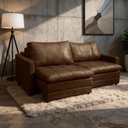 Ver imagem 1 de Sofá Cama Retrátil 220cm Kenai 2 Almofadas Couro Café G34 - Gran Belo