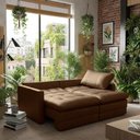 Ver imagem 5 de Sofá Cama Retrátil 220cm Kenai 2 Almofadas Couro Café G34 - Gran Belo