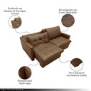 Ver imagem 3 de Sofá Cama Retrátil 220cm Kenai 2 Almofadas Couro Café G34 - Gran Belo