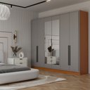 Ver imagem 3 de Guarda-Roupa Lorient 6 Portas 4 Gavetas com Espelho Freijó/Cinza - Panorama Móveis