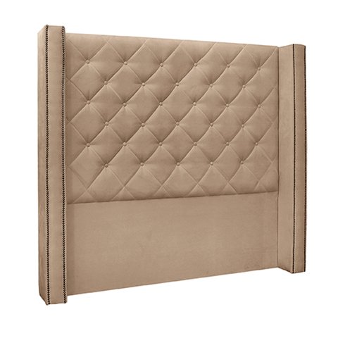 Cabeceira Decorativa Queen Size 1,84M Loewe Suede Bege - Gran Belo