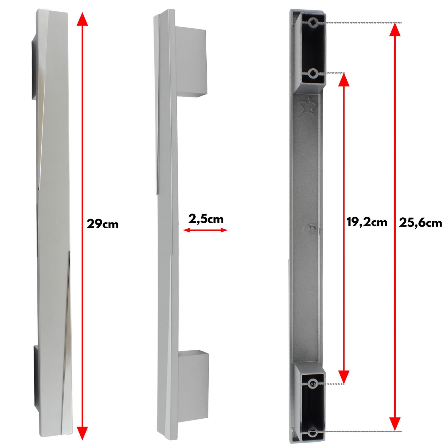 10 Puxador Grande Parma Furos 192/256mm Móveis Guarda Roupa - 3