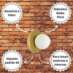 Arandela Luminária Lunar Globo 10 Cm Moderno Branco 005 - 4