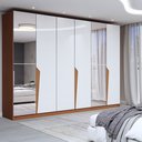 Ver imagem 1 de Guarda-roupa Casal Luxe 2,42 Metros 6 Portas 4 Gavetas com Espelho Freijó/branco - Panorama Móveis