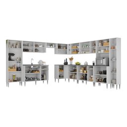 Armário de Cozinha Modulada 12 Pçs com Balcão de Pia Siena Multimóveis Mp2240 Branco/lacca Fumê - 5