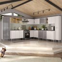 Ver imagem 2 de Armário de Cozinha Modulada 12 Pçs com Balcão de Pia Siena Multimóveis Mp2240 Branco/lacca Fumê