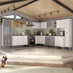 Armário de Cozinha Modulada 12 Pçs com Balcão de Pia Siena Multimóveis Mp2240 Branco/lacca Fumê - 2