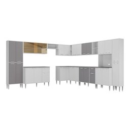 Armário de Cozinha Modulada 12 Pçs com Balcão de Pia Siena Multimóveis Mp2240 Branco/lacca Fumê - 8