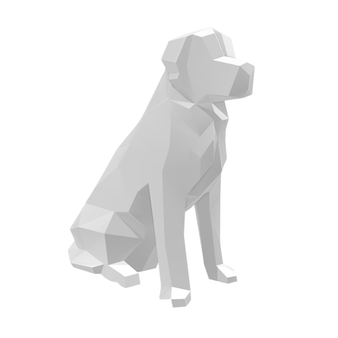 Golden Retriever Geometrico Low Poly Decoração 3d:branco