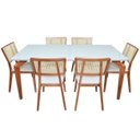 Ver imagem 2 de Conjunto Sala de Jantar Mesa Ester 160x90 Madeira Maciça 6 Cadeiras Manu