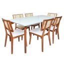 Ver imagem 1 de Conjunto Sala de Jantar Mesa Ester 160x90 Madeira Maciça 6 Cadeiras Manu