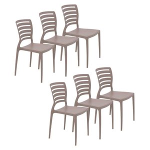 Conjunto 6 Cadeiras Sofia em Polipropileno Fibra de Vidro Camurça Tramontina