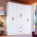 Ver imagem 1 de Guarda-roupa Solteiro Texas 6 Portas 2 Gavetas Branco - Doripel