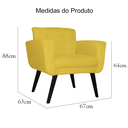 Ver imagem 2 de Kit 2 Poltronas Decorativa Sala e Recepção Geovana Suede Amarelo - LM DECOR