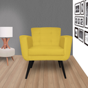 Ver imagem 1 de Kit 2 Poltronas Decorativa Sala e Recepção Geovana Suede Amarelo - LM DECOR