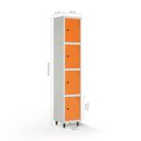 Ver imagem 2 de Armário Roupeiro Locker Guarda-Volume de Aço 4 Portas Pequenas com Fecho para Cadeado Vestiário Academia Laranja/Cinza