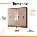 Ver imagem 4 de Guarda Roupa Casal com Espelho 8 Portas 2 Gavetas Madeirado/off White Marajó Moval