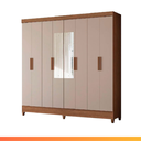 Ver imagem 1 de Guarda Roupa Casal com Espelho 8 Portas 2 Gavetas Madeirado/off White Marajó Moval