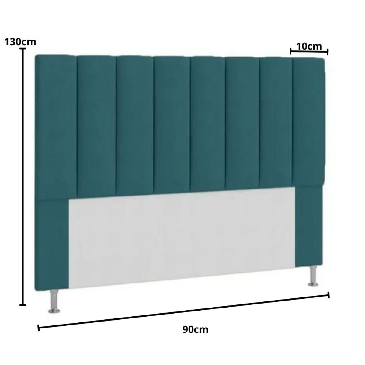 Kit Cabeceira Calçadeira Baú 90 cm Carla Suede Azul Turquesa - 4