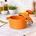 Ver imagem 4 de Mini Caçarola Cerâmica Laranja Esmaltada 250ml Moderna Panelinha para Festa Buffet Servir