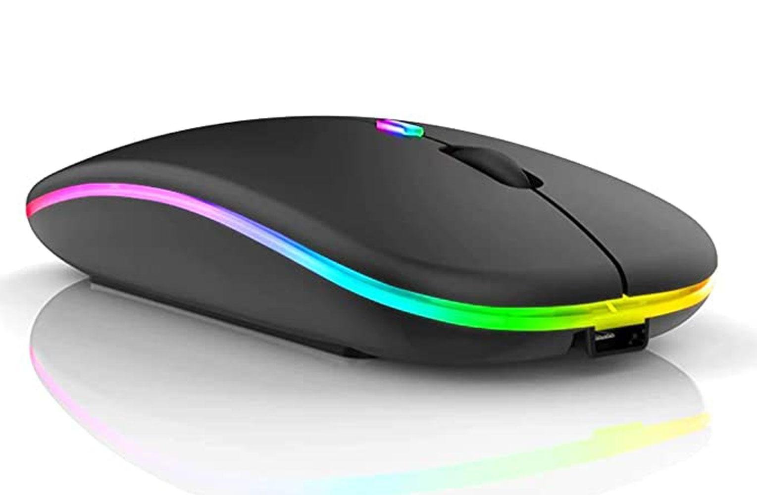 Mouse sem Fio Recarregável Wireless Led Rgb Ergonômico Novo