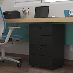 Gaveteiro Mesa de Cabeceira 4 Gavetas Pés Anti-umidade P/ Quarto Multiuso Escritório:preto - 4