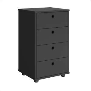 Gaveteiro Mesa de Cabeceira 4 Gavetas Pés Anti-umidade P/ Quarto Multiuso Escritório:preto