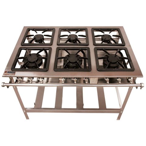 Fogão 6 Bocas 3 Duplas Inox Stand Metal Brey Baixa Pressão 106-3d - I