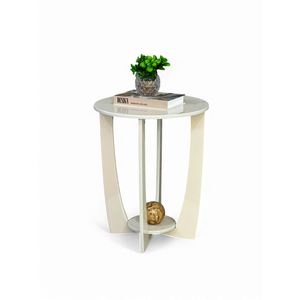 Mesa Apoio Lateral Sala Estar Decorativa Redonda Sofá Canto: Off White