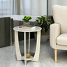 Mesa Apoio Lateral Sala Estar Decorativa Redonda Sofá Canto: Off White - 4