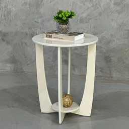 Mesa Apoio Lateral Sala Estar Decorativa Redonda Sofá Canto: Off White - 6