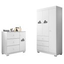 Ver imagem 1 de Jogo de Quarto Infantil Ane com Guarda Roupa 3 Portas e Cômoda Branco - Phoenix Baby