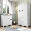 Ver imagem 2 de Jogo de Quarto Infantil Ane com Guarda Roupa 3 Portas e Cômoda Branco - Phoenix Baby