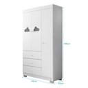 Ver imagem 3 de Jogo de Quarto Infantil Ane com Guarda Roupa 3 Portas e Cômoda Branco - Phoenix Baby