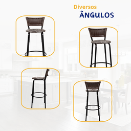 Kit 6 Banquetas para Cozinha Banco Alto Junco Argila Balcão Ilha Bancada Bares Piscina Área Gourmet - 4