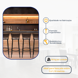 Kit 6 Banquetas para Cozinha Banco Alto Junco Argila Balcão Ilha Bancada Bares Piscina Área Gourmet - 3