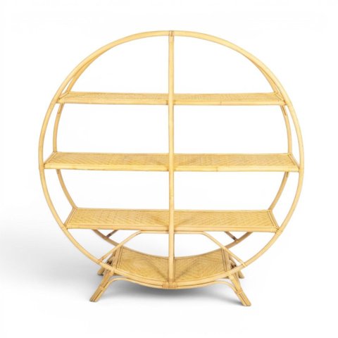 Estante para Livros Circular em Rattan 162x150x36cm