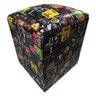 Puff Banqueta Quadrado Cubo Decorativo Courino e Suede Cerveja Preto Courino - 1