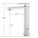 Ver imagem 5 de Torneira Banheiro Monocomando Quadrada Bica Alta Cromada:Cromado