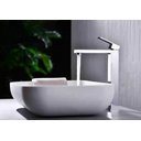 Ver imagem 3 de Torneira Banheiro Monocomando Quadrada Bica Alta Cromada:Cromado