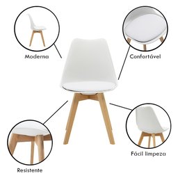 Kit 4 Cadeiras Saarinen Wood com Estofamento Várias Cores - 11