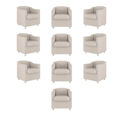 Kit 10 Cadeiras Poltronas Decorativas Sala de Espera Clinica Tecido Cor:Bege