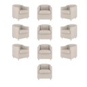 Ver imagem 1 de Kit 10 Cadeiras Poltronas Decorativas Sala de Espera Clinica Tecido Cor:Bege