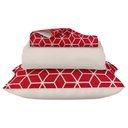 Ver imagem 1 de Jogo de Cama Lençol Queen Vermelho Geométrico 100% Algodão 3pçs 120 Fios