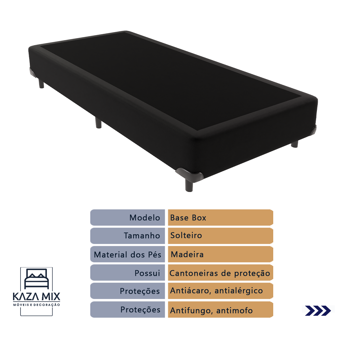 Base Box para Cama Solteiro Preto 88 de Largura - 2