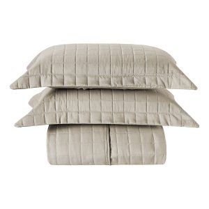 Kit Cobre Leito Casal Queen Size 3 Peças Matelado Cama 300 Fios Porta Travesseiro Matelado Bege